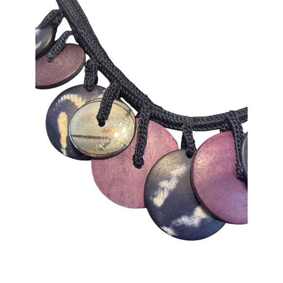 Chicos Statement Necklace With Black Cord & Multicolor Disc Beads - Picture 4 of 7